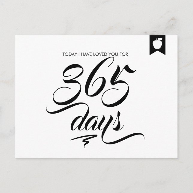 Jag har älskat dig i dag på årsdagen Kärlek vykort (Framsida)