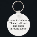 Jag har Alzheimers, medicinskt akuts kontrakt-ID Nyckelring<br><div class="desc">Jag har Alzheimers, medicinskt akuts kontrakt-ID</div>