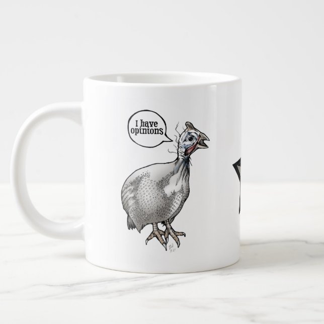 Jag har åsikter (pärlhöns) jumbo mugg (Vänster)