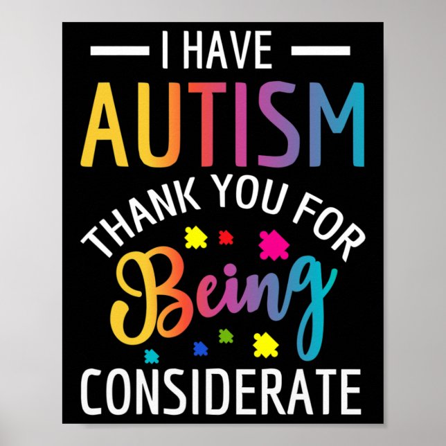 Jag Har Autism Autistisk För Barn  Poster (Framsidan)