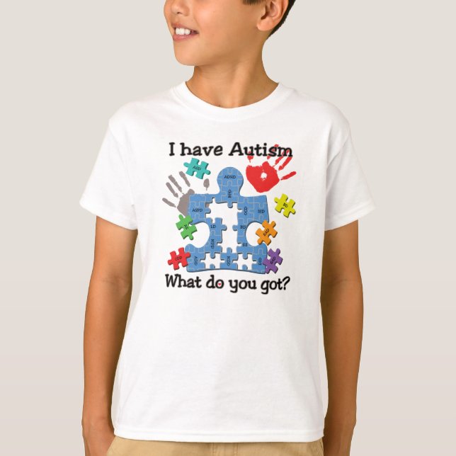 Jag har Autism, en unik T-shirt. Tee Shirt (Framsida)