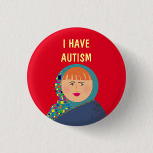 Jag Har Autism , Modern Unik Tecknad Röd Knapp