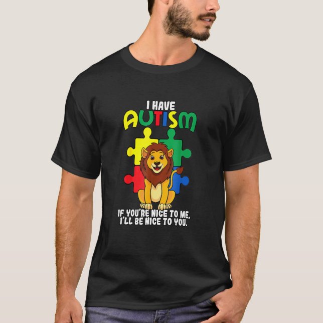 Jag Har Autism Pusselbit Lejon Medvetenhet Dag Asp T Shirt (Framsida)