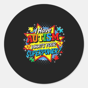Jag Har Autism Vad Är Din Superkraft Pussel Män Kv Runt Klistermärke