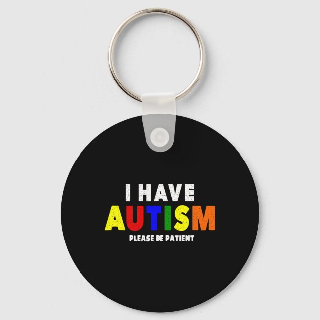 Jag har autism, var snäll och var tålmodig nyckelring (Framsida)