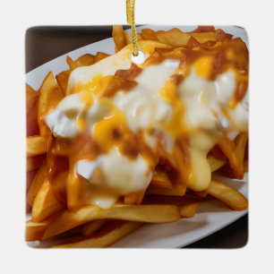 Jag har bara flugor för dig Funny Cheesy Fries Julgransprydnad Keramik