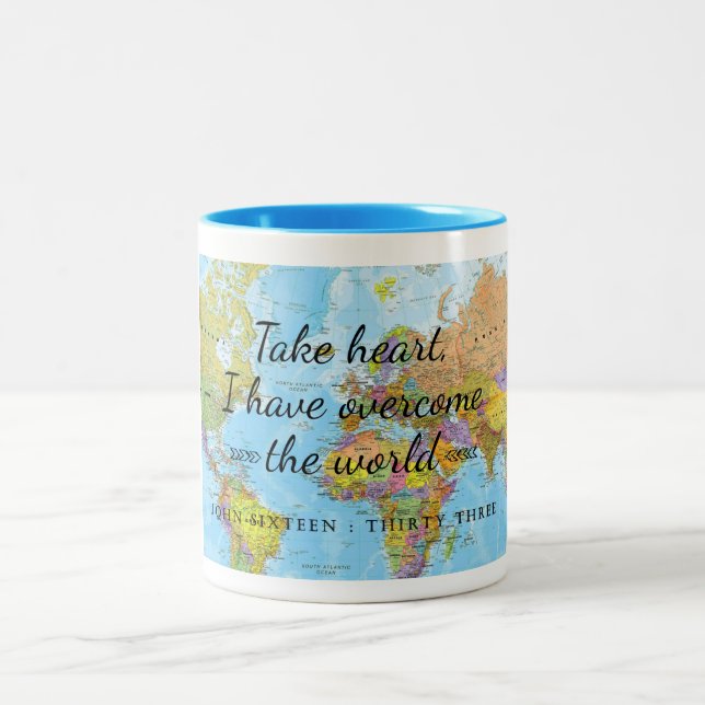 Jag har besegrat världen. Två-Tonad mugg (Center)