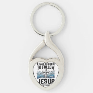 Jag har beslutat mig för att följa Jesus Vintage T Twisted Heart Silverfärgad Nyckelring