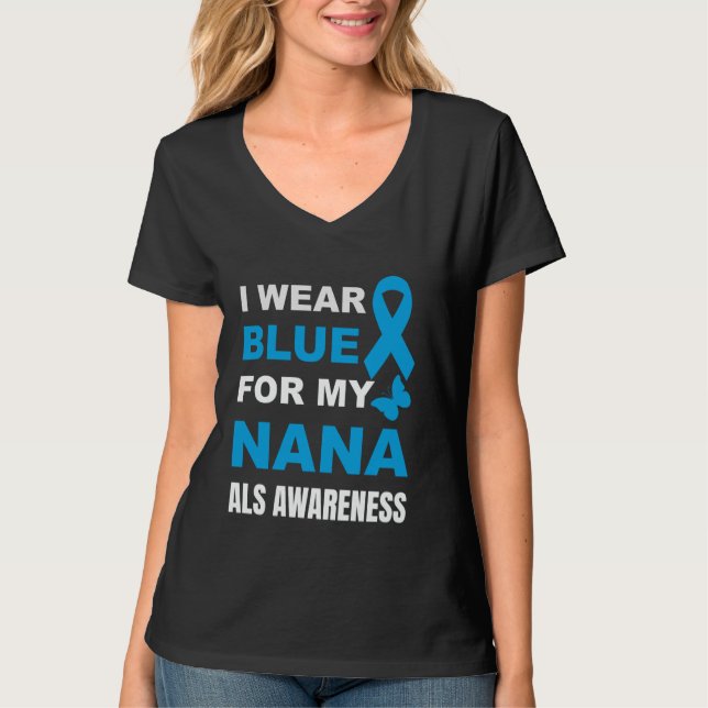 JAG HAR BLÅT FÖR MIN NANAS ALS-MEDVETENHET T SHIRT (Framsida)