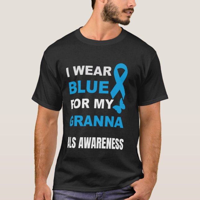 JAG HAR BLÅT KLÄDER FÖR ATT STÖDJA MIN MORFAR ALS  T SHIRT (Framsida)