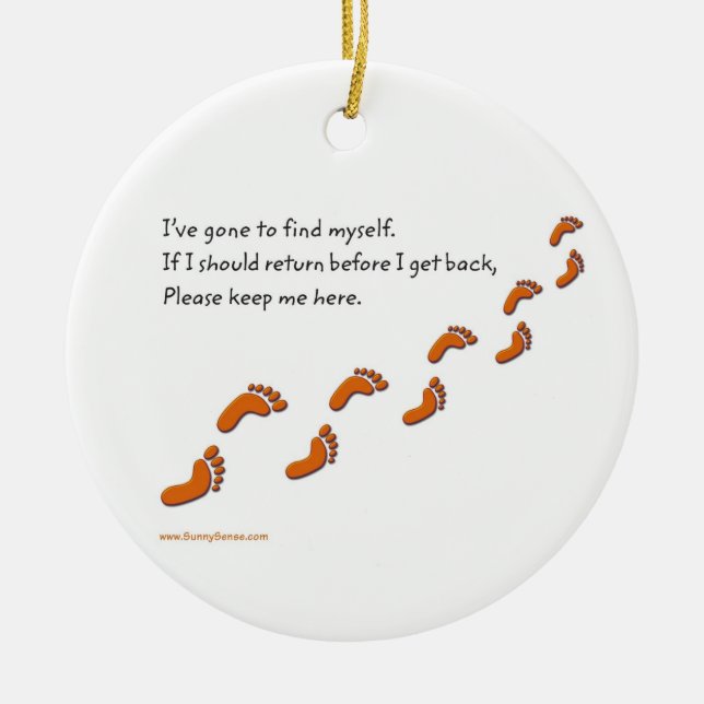 Jag har Borta att hitta mina fotavtryck Julgransprydnad Keramik (Framsidan)