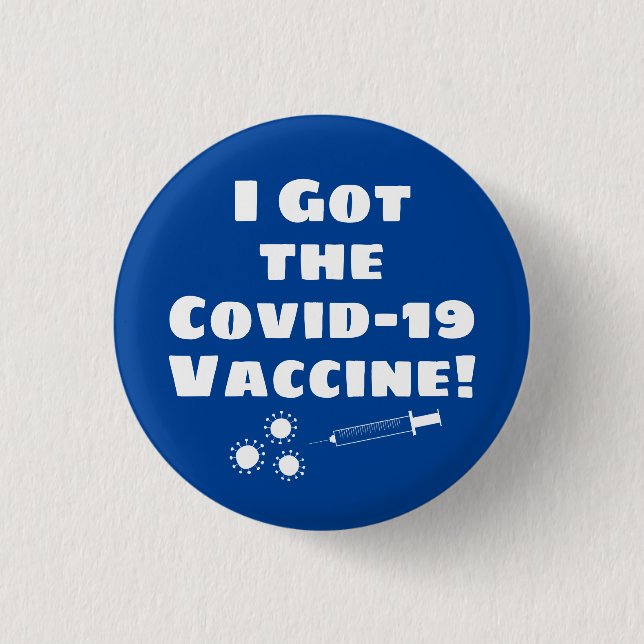 Jag Har Covid-19-vaccinet Quirky Simple Blue Knapp (Framsida)