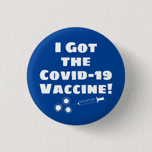 Jag Har Covid-19-vaccinet Quirky Simple Blue Knapp