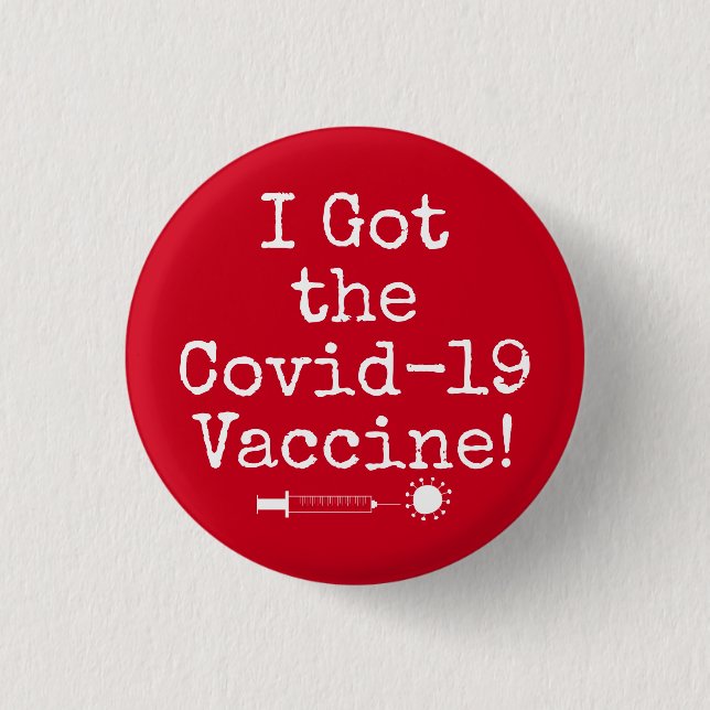 Jag Har Covid-19-vaccinet Simple Bright Red Knapp (Framsida)