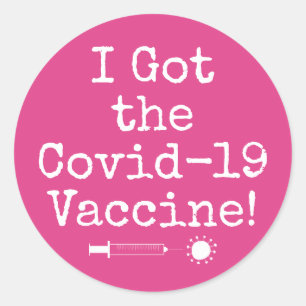 Jag Har Covid-19-vaccinet Simple Bright Rosa Runt Klistermärke