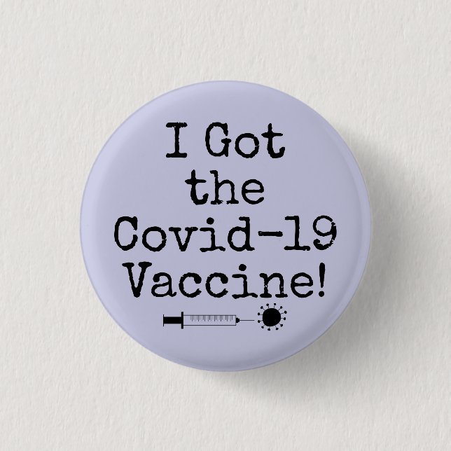 Jag Har Covid-19-vaccinet Simple Lavender Knapp (Framsida)