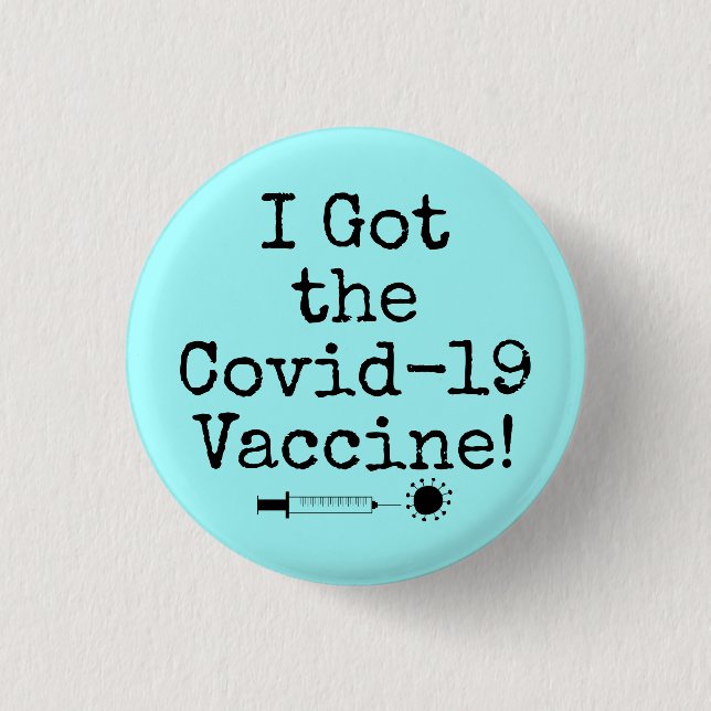 Jag Har Covid-19-vaccinet Simple Light Aqua Knapp (Framsida)