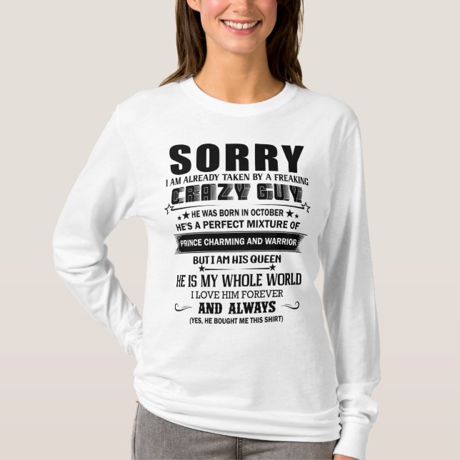 Jag har Crazy Guy han föddes i oktober T Shirt (Framsida)