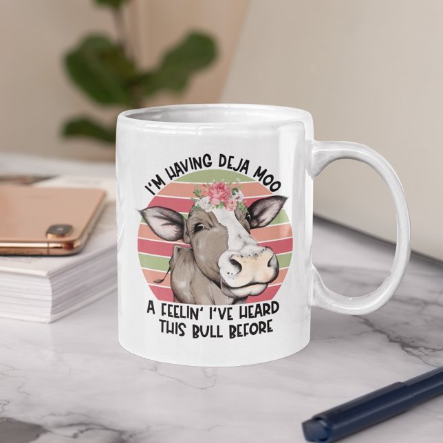 Jag har Deja Moo-definierad fin Blommigt Cow Kaffemugg (Skapare uppladdad)