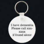 Jag har demens, ring mallens akut-ID Nyckelring<br><div class="desc">Jag har demens,  ring mallens akut-ID</div>