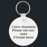 Jag har demens, ring mallens akut-ID Nyckelring<br><div class="desc">Jag har demens,  ring mallens akut-ID</div>