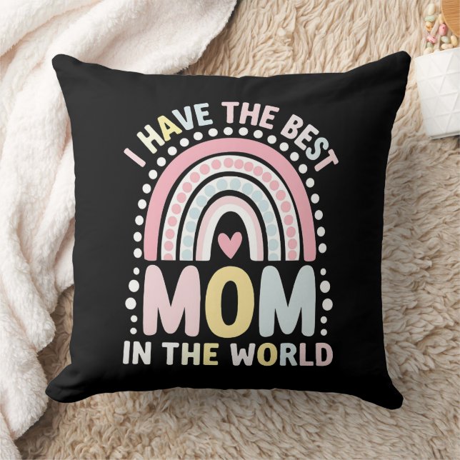 Jag Har Den Bästa Mamma I Världen Boho Regnbåge Kudde (Filt)