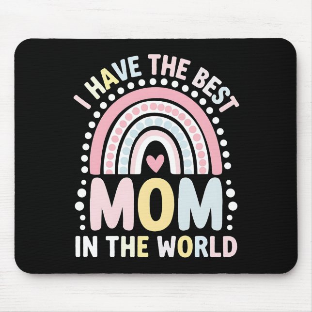 Jag Har Den Bästa Mamma I Världen Boho Regnbåge Musmatta (Framsidan)