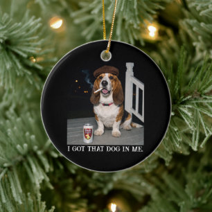 Jag Har Den Hunden I Mig, Rolig Basset Hound Meme- Julgransprydnad Keramik
