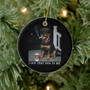 Jag Har Den Hunden I Mig, Rolig Rottweiler Personl Julgransprydnad Keramik
