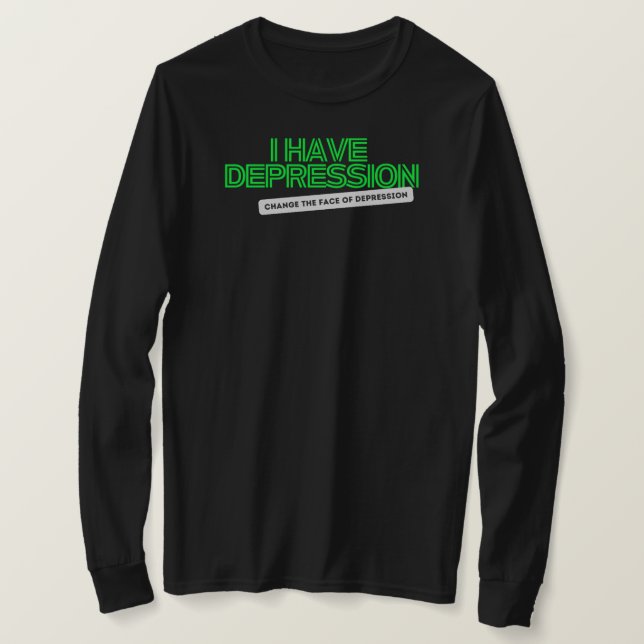 Jag har Depression_ Neon FB_ Långärmad T Shirt (Design framsida)