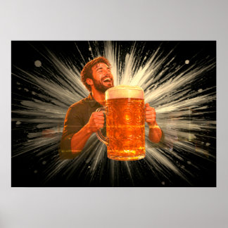 Jag har det jättekul med min stora öl på en vägg poster