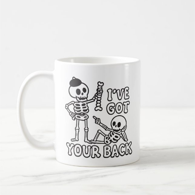 Jag har din rygg rolig skelett kaffemugg (Vänster)