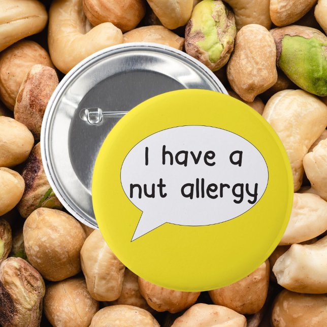 Jag har en bricka för allergi mot nöt knapp (Nut allergy pin badge)
