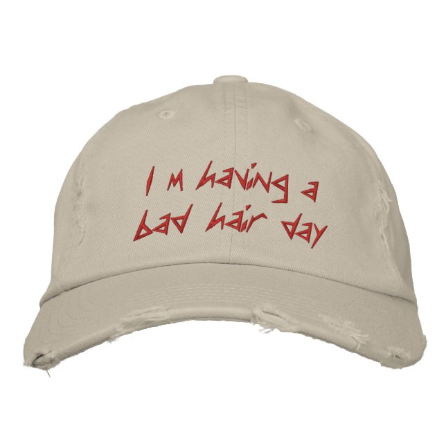 Jag har en dålig hårdag, broderad hatt keps (Framsida)