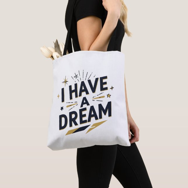Jag Har en Dröm Inspirerande Typografi Design Tygkasse (Närbild)