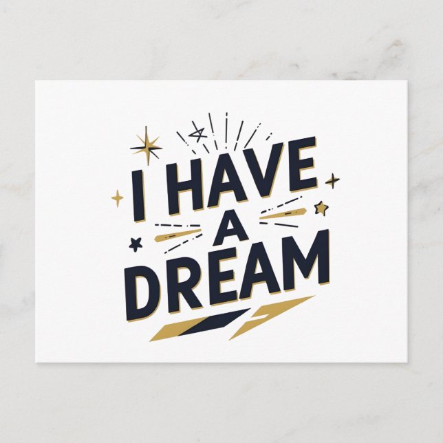Jag Har en Dröm Inspirerande Typografi Design Vykort (Framsida)