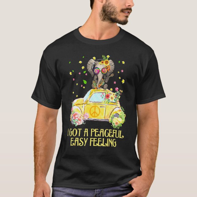 Jag Har en fredlig känsla av elefant Hippie T Shirt (Framsida)