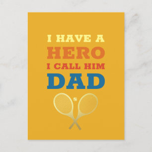 Jag har en Hero Pappa - Tennis Far Fars dag Vykort