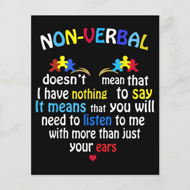 Jag har en icke-verbal Autism Awareness Puzzle Bie (Framsida)