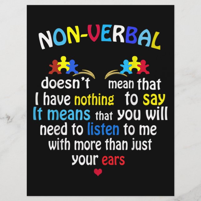 Jag har en icke-verbal Autism Awareness Puzzle Bie Brevhuvud (Framsida)