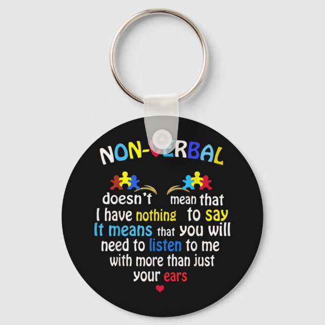 Jag har en icke-verbal Autism Awareness Puzzle Bie Nyckelring (Framsida)