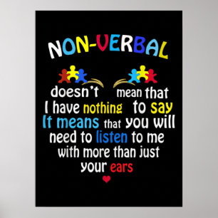 Jag har en icke-verbal Autism Awareness Puzzle Bie Poster