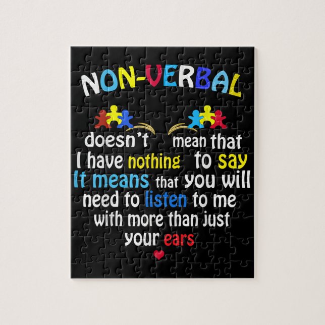 Jag har en icke-verbal Autism Awareness Puzzle Bie Pussel (Vertikal)