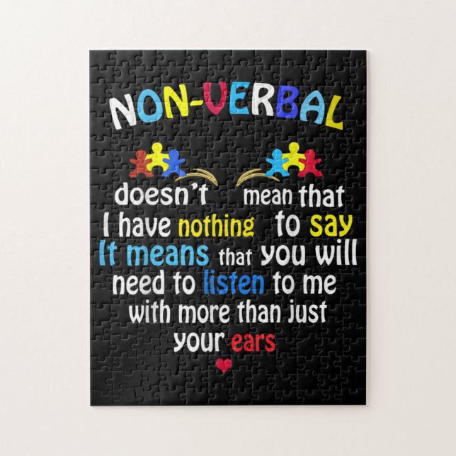 Jag har en icke-verbal Autism Awareness Puzzle Bie Pussel (Vertikal)