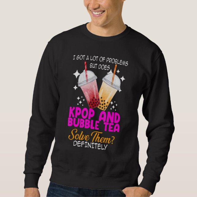 Jag har en massa problem kpop och bubble tea Kpop  Lång Ärmad Tröja (Framsida)