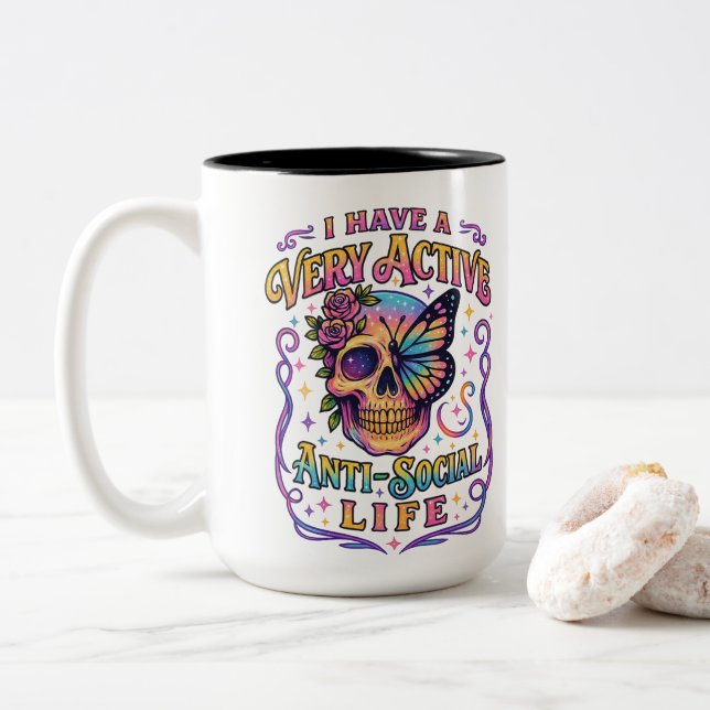 Jag har en mycket aktiv... Två-Tonad mugg (Med munk)