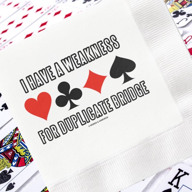 Jag har en svaghet för Duplicate Bridge Pappersservett (Paper napkin for any duplicate bridge-themed event with a dose of bridge humor)