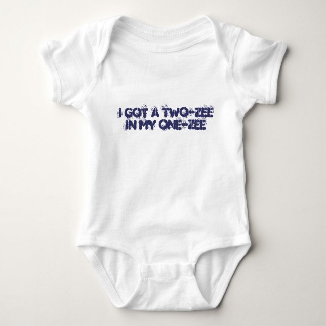 "Jag har en tvådelad Baby onezee" Tee Shirt (Framsida)