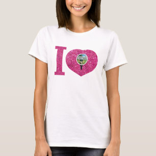 Jag har ett hjärta golf rosa glitter fotot ram gir t shirt