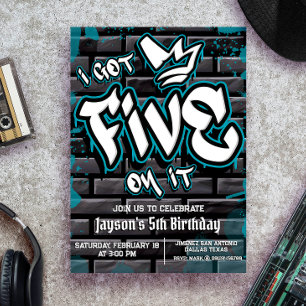 Jag har fem på den - pojke 5:e födelsedagen inbjudningar